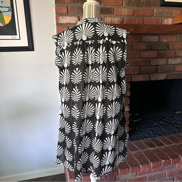 Anthropologie Porridge Peacock Boho Tunic Dress Black White Sz M - Picture 8 of 10